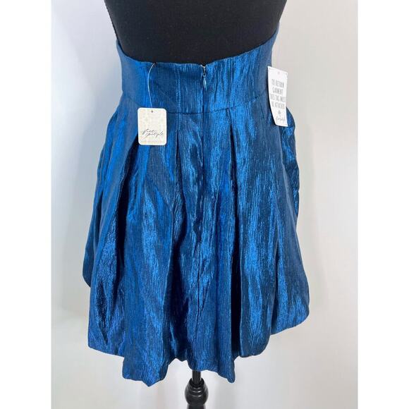 Free People Krista Mini Dress in Midnight Shimmer Metallic Blue Small Lined - Picture 3 of 5